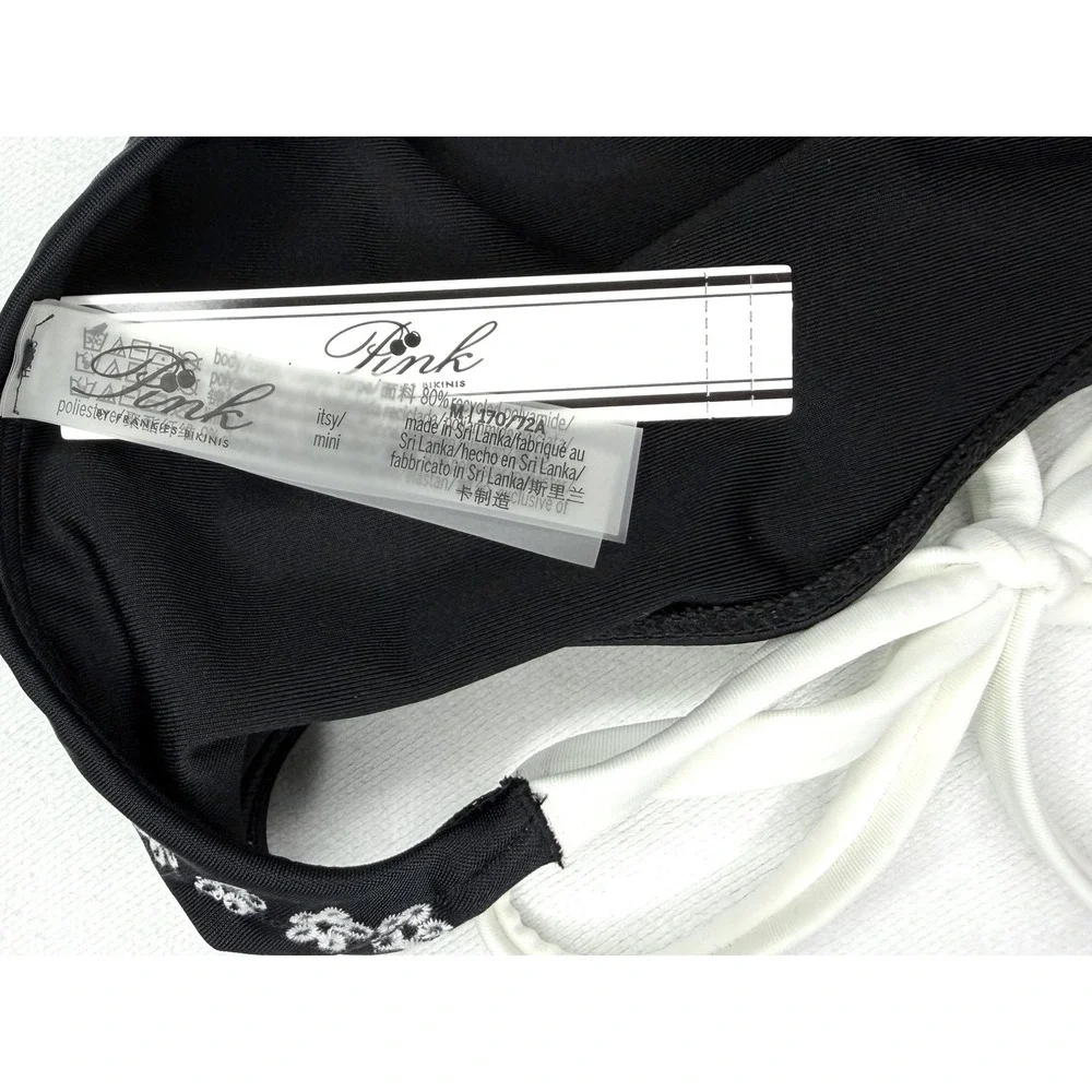 Frankie's x Victorias VS PINK Rosemary Bikini Bottom M Black Floral Side Tie